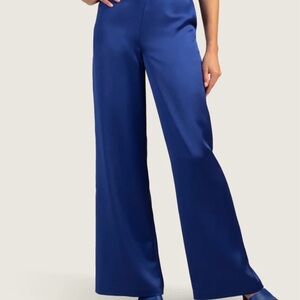 Trina Turk Royal Blue Wide Leg satin looking pants